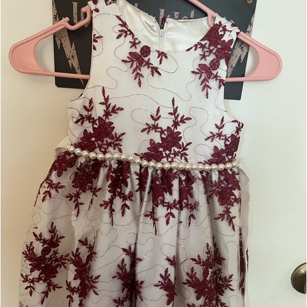 Childrens place holiday dress 5t girls red white floral pearl sequins 5